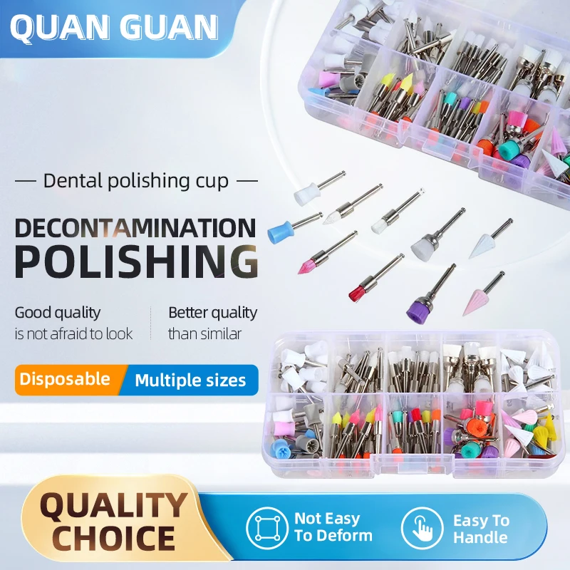 100Pcs Dental Nylon Materials Clean Prophylaxis Brushes Dental Care Polishing Brush Head Tool Disposable Teeth Polishing Cups