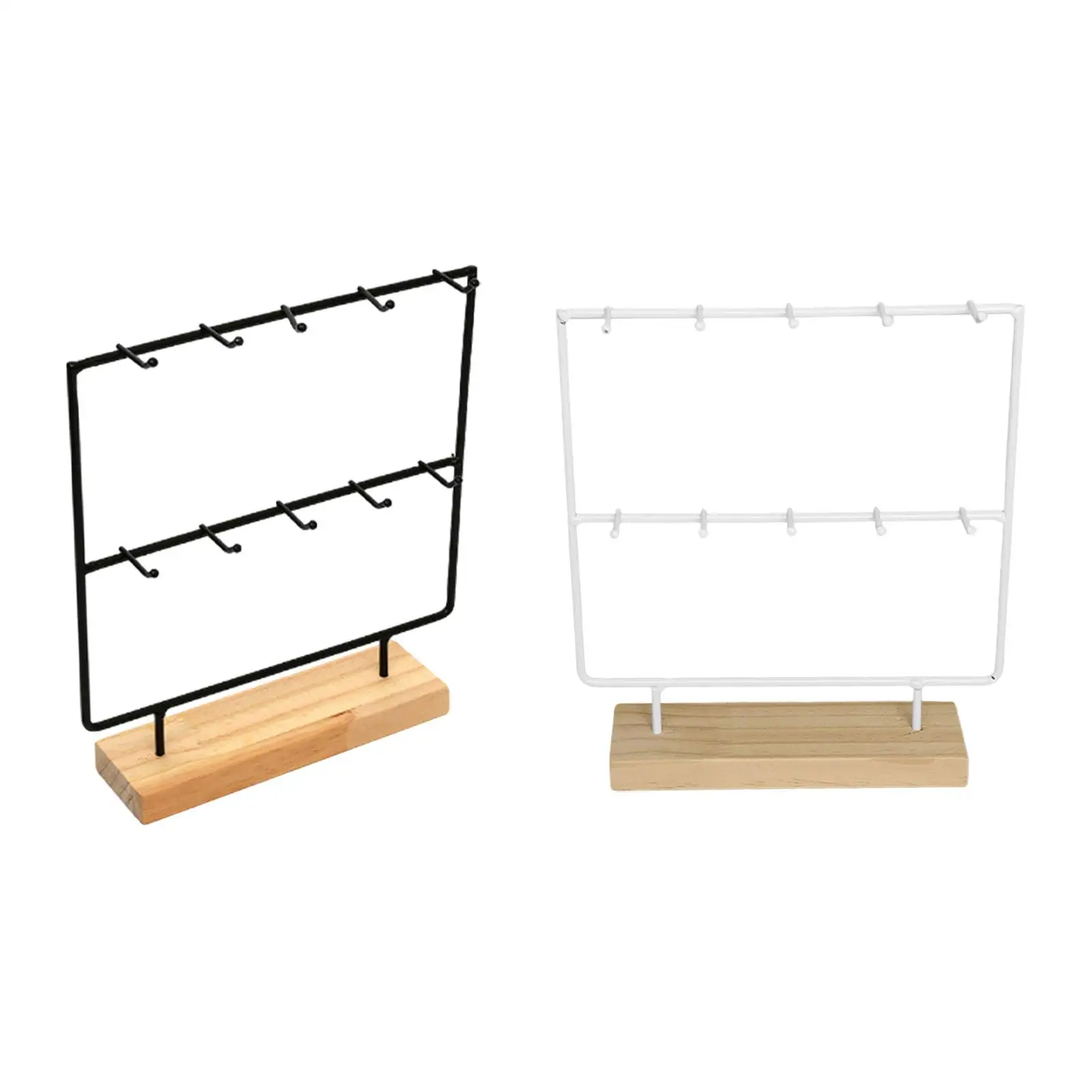 Jewelry Display Rack with 10 Hooks Earring Stand Earring Card Display Holder for Earring Cards Hanging Keychains Ring Desk