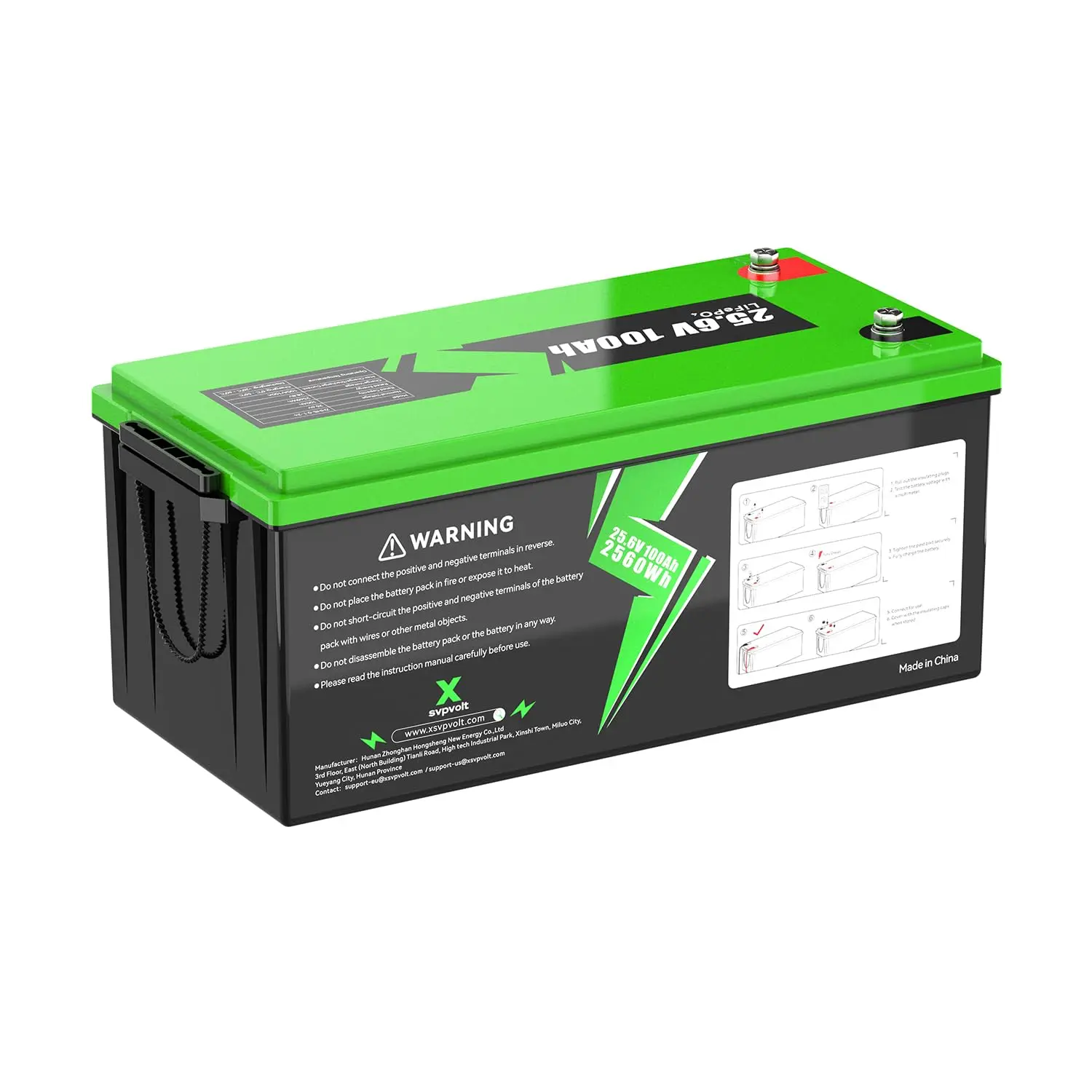 24V 100Ah LiFePO4 Battery, 100A BMS, 2.56kWh Deep Cycle Energy Storage Unit, Customized