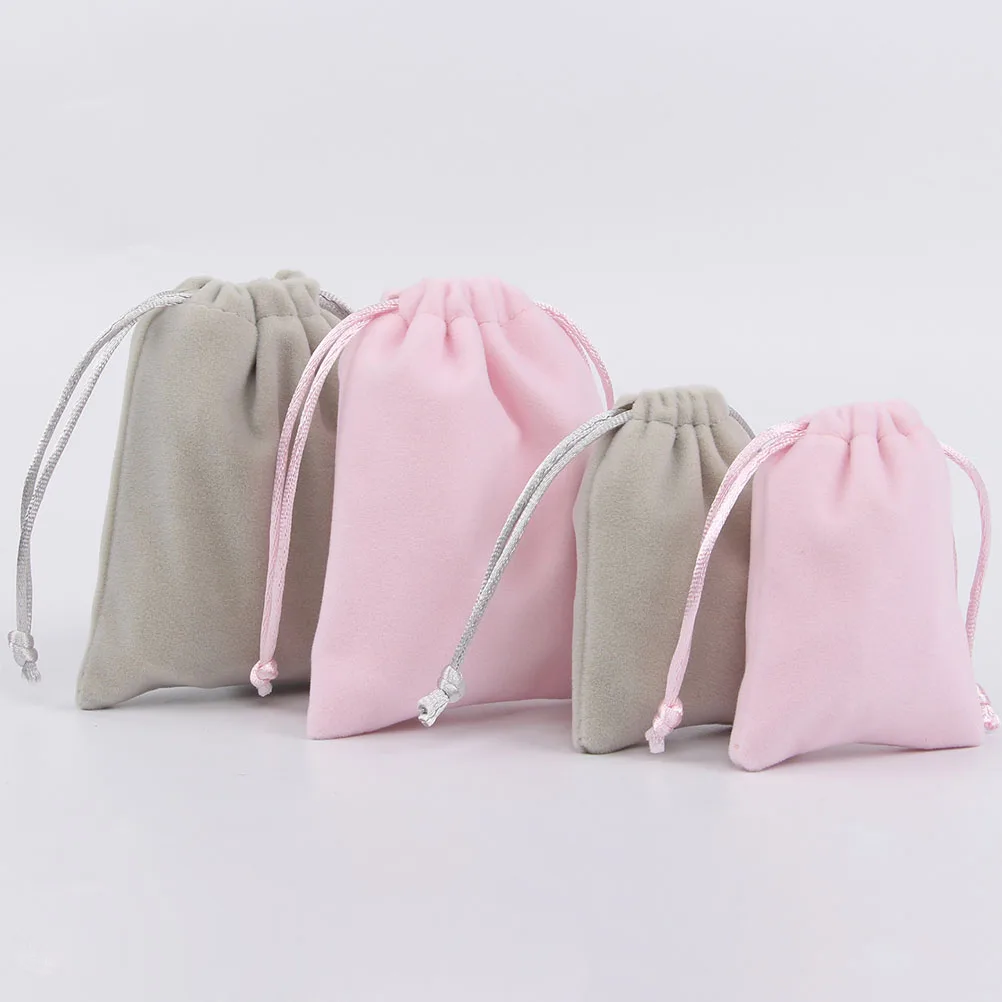 

6 Pcs Jewelry Bag Flannelette Drawstring Gift Bags Jewelery Pouches Lipstick Grey