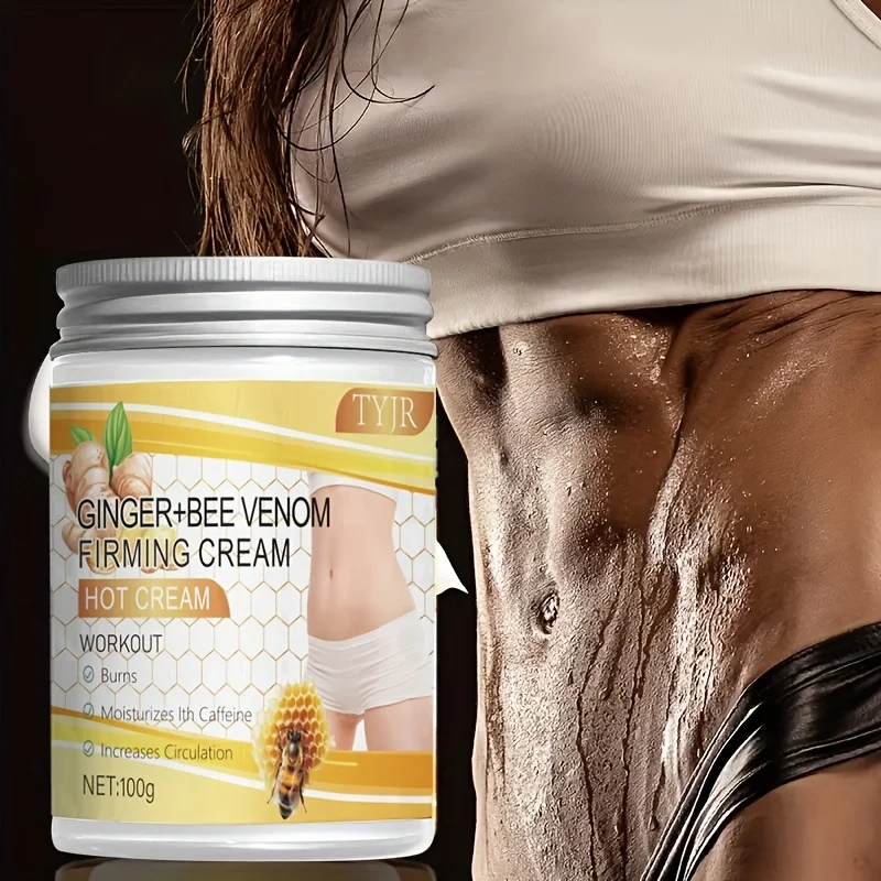100 g de crema reafirmante de veneno de abeja y jengibre. Con aloe y café para firme y hidrata la piel en el abdomen, los brazos y las piernas.