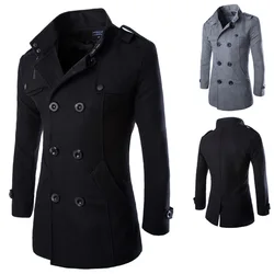 Manteau à double boutonnage en laine mélangée pour hommes, vêtements de marque, peignoir pour hommes, hiver, W01