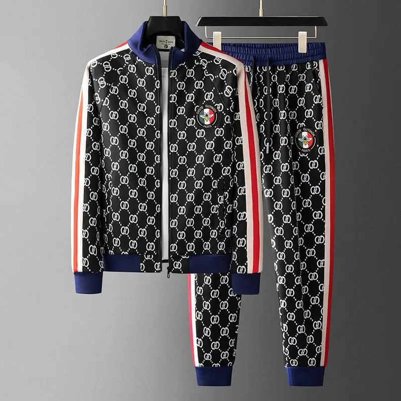 2025 high-end men's trendy brand sports and leisure suit spring and autumn new jacket two-piece embroidered sweater
