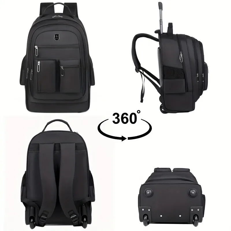 20-Inch Rolling Backpack with Wheels for Travel Large Capacity Multi-compartment Laptop Bag Lightweight Trolley Backpack Handbag