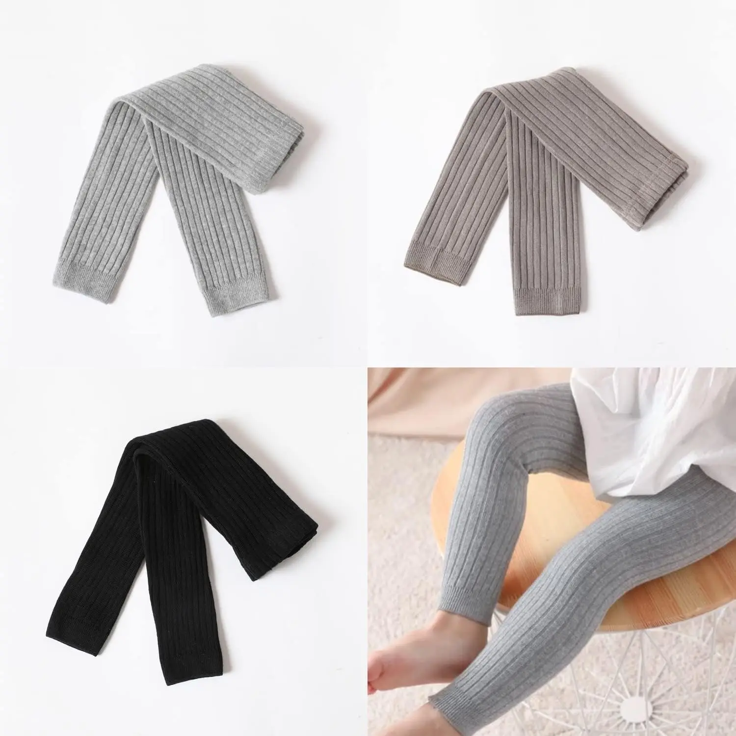 طفلة الجوارب كابل متماسكة طماق جوارب الصلبة القطن جوارب طويلة للطفل الرضيع 0-6T #3