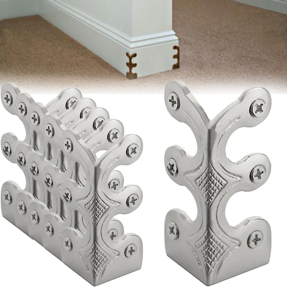 6pcs Hot Sale Brass Base Board Corner Protectors Pattern Design with Screws Edge Protectors Corner Guard Wooden Cases Decorative