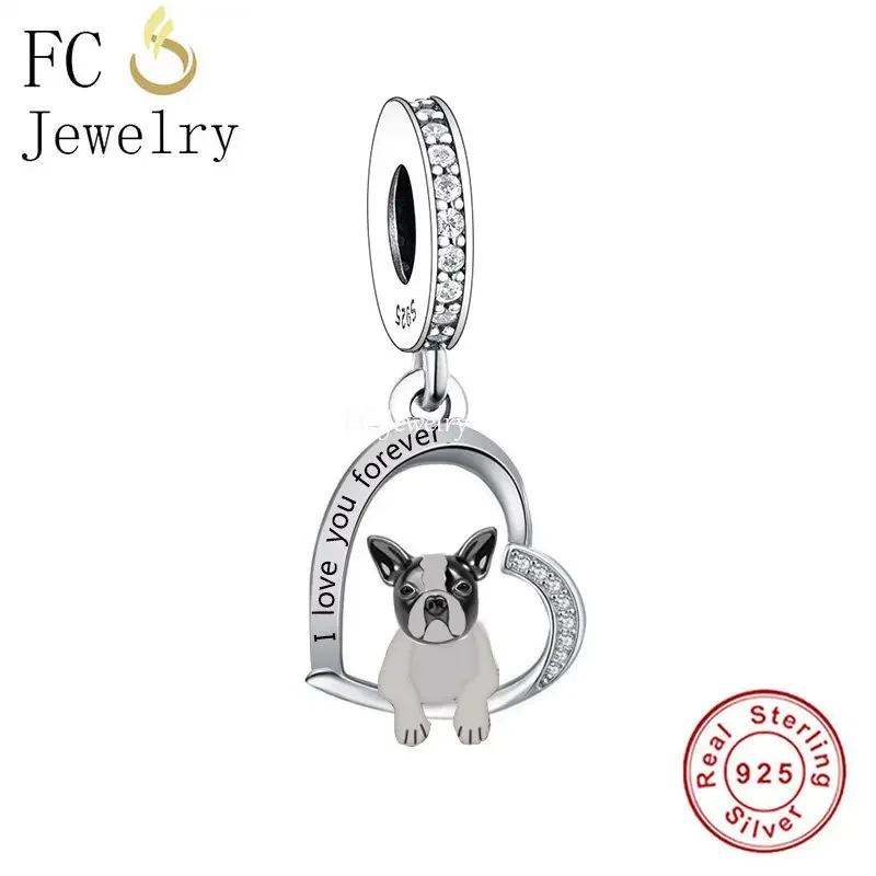 

Fit Original Pan Charms Bracelet 925 Sterling Silver French Bulldog Dog Puppy Bead For Making Women Memorial Berloque 2024 DIY