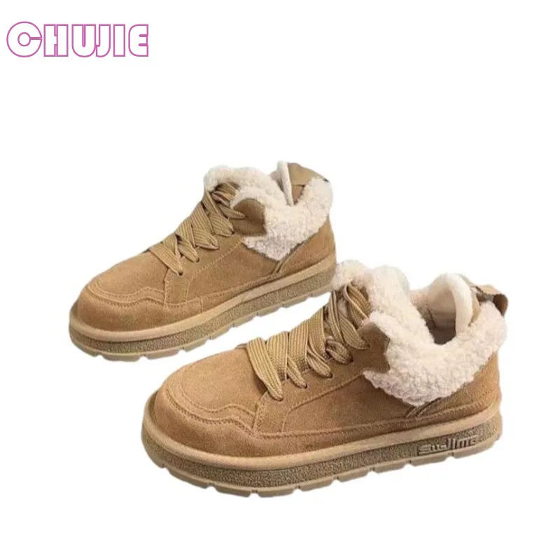 

BRANGDY High Quality New Products Thick Soled Anti Slip And Plush Warm Snow Boots Lace Up Short Boots Cotton Shoes For Women's