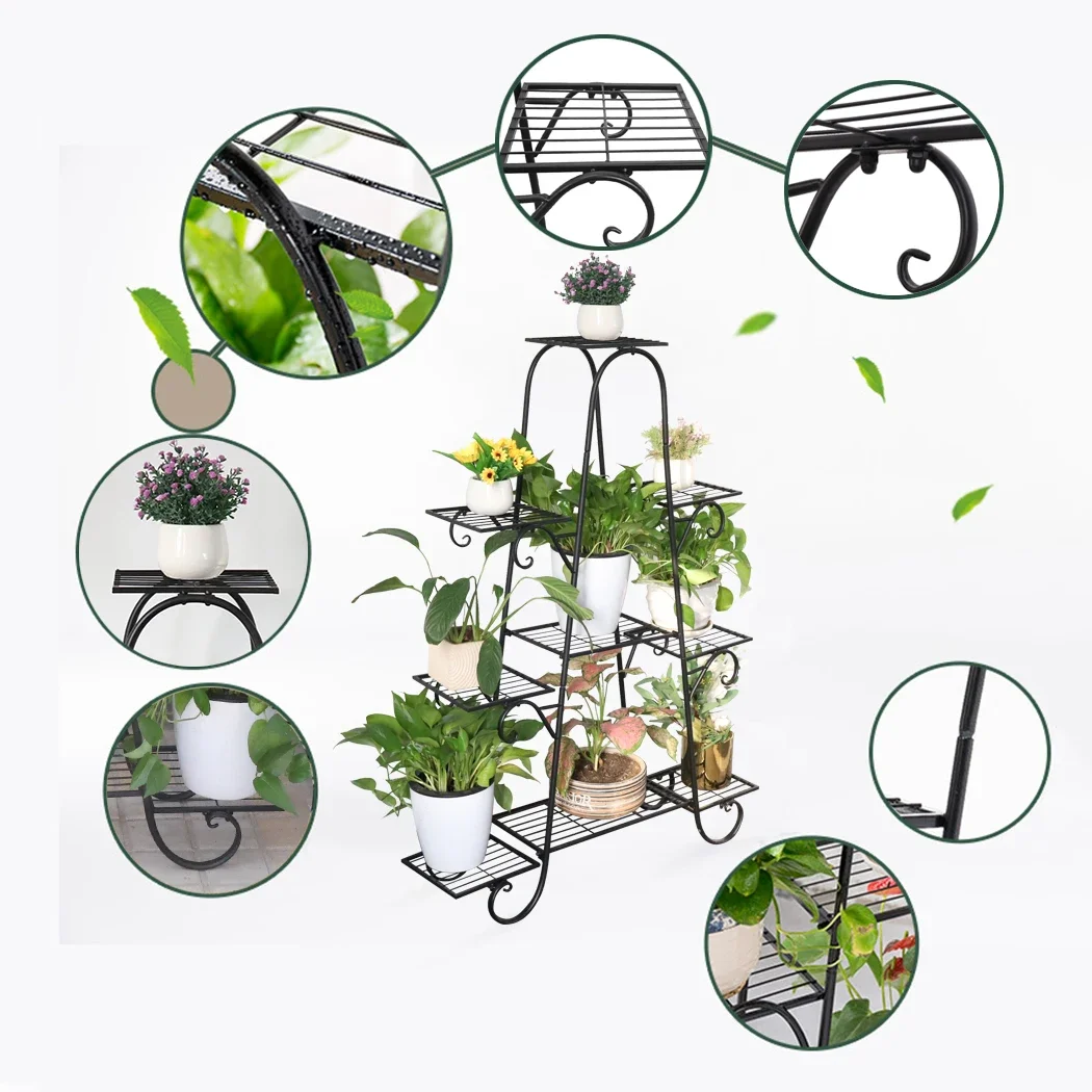 Soportes de plantas de 9 niveles, estante de Metal para plantas de interior, macetas multicapa para exteriores, estante de exhibición para Patio y jardín