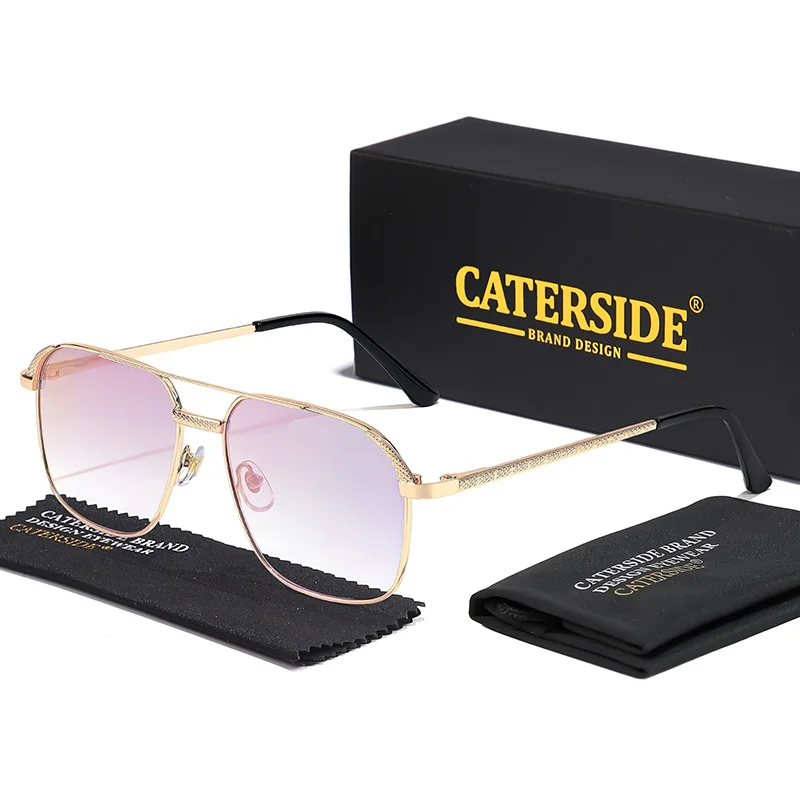 

CATERSIDE новые мужские очки в квадратной оправе, модные солнцезащитные очки-пилоты, женские солнцезащитные очки с плоским верхом и двойными мостами, праздничный подарок, очки UV400