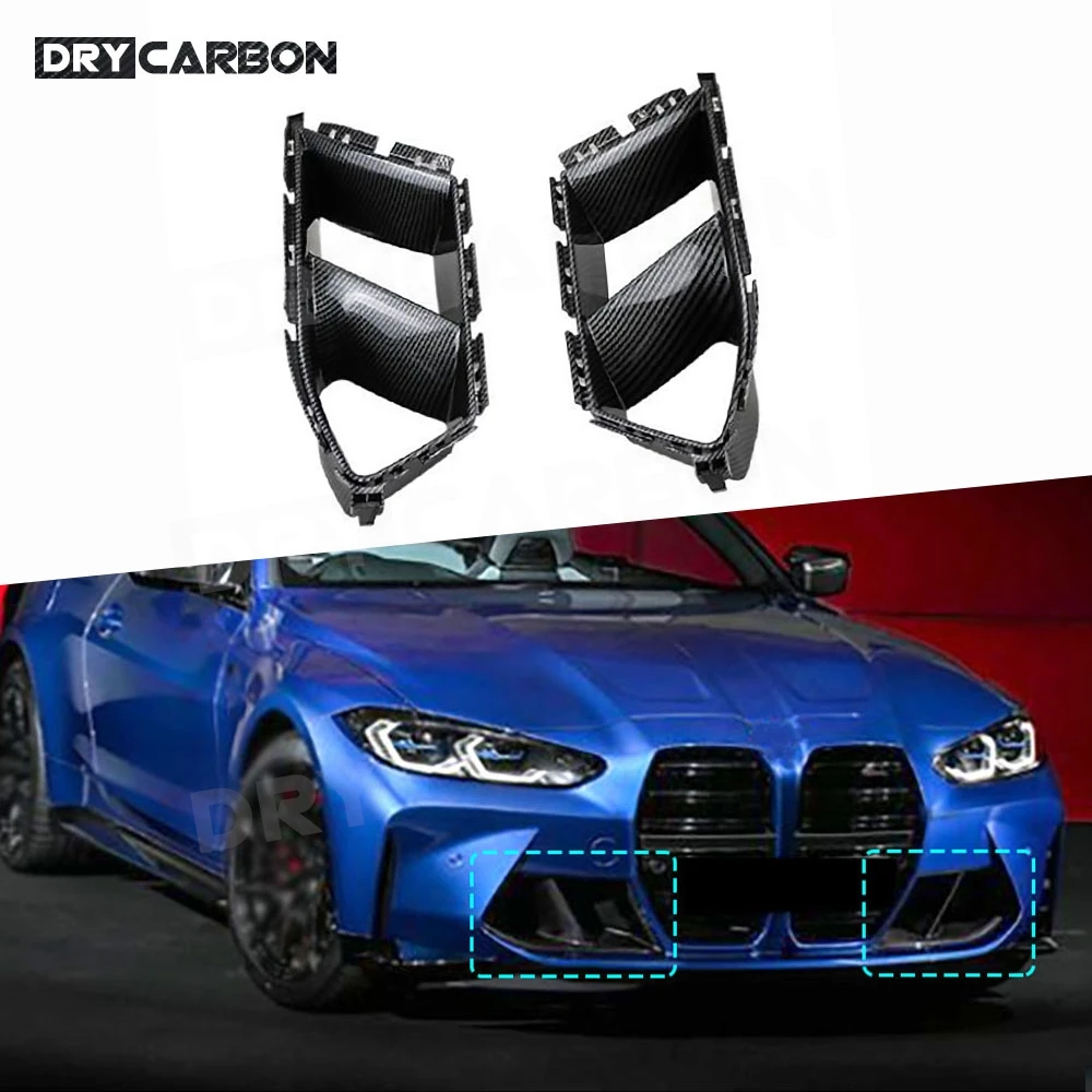 

ABS Carbon Fiber Look Front Bumper Air Inlet Grille For BMW M3 M4 G80 G82 G83 2021+ Side Vents Decorative Spoiler Body Kits