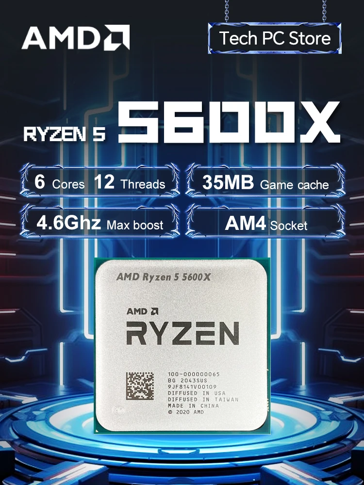 AMD Ryzen 5 5600X 3,7 GHz 6-rdzeniowy 12-wątkowy R5 5600X Gniazdo AM4 7NM L3=32M Procesor 65 W DDR4 Bez chłodzenia — zdjęcie produktu 6
