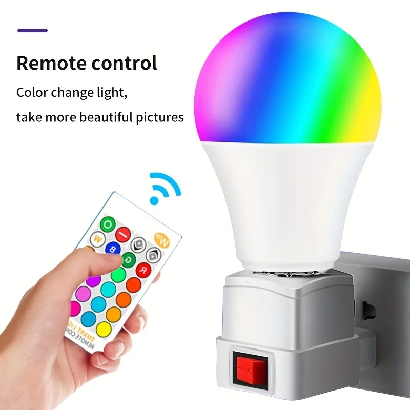 Lampadina LED RGB intelligente con telecomando, illuminazione da tavolo a 16 colori che cambia, luce da appoggio E27 cablata rigida, regolabile per varie stanze