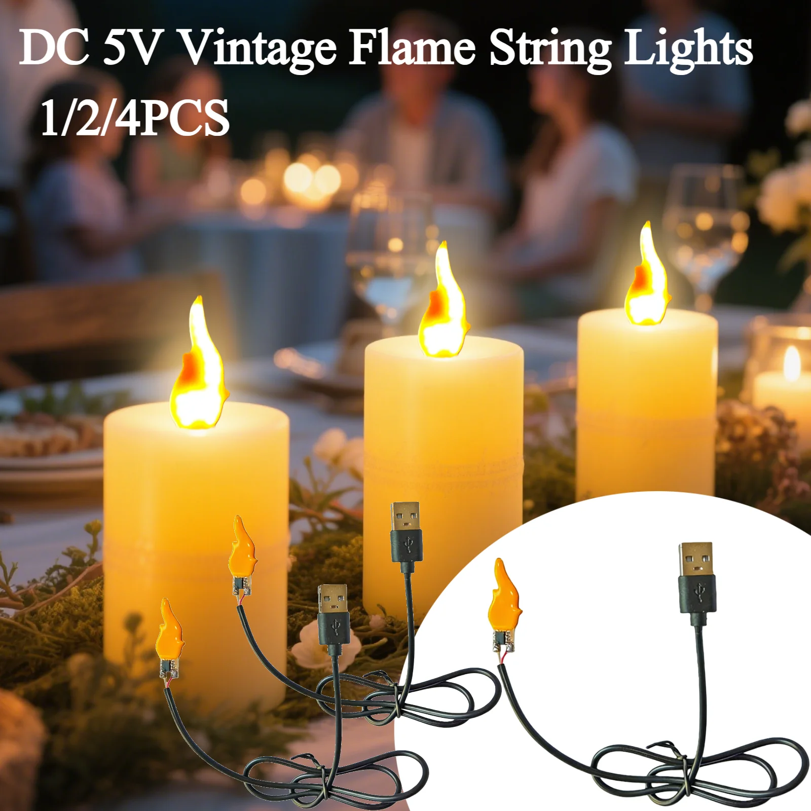 DC 5V LED Flash Candle Light Bulbs With USB interface Flame Filament Birthday Party Decorative Light Bulb Accessories DIY Gift
