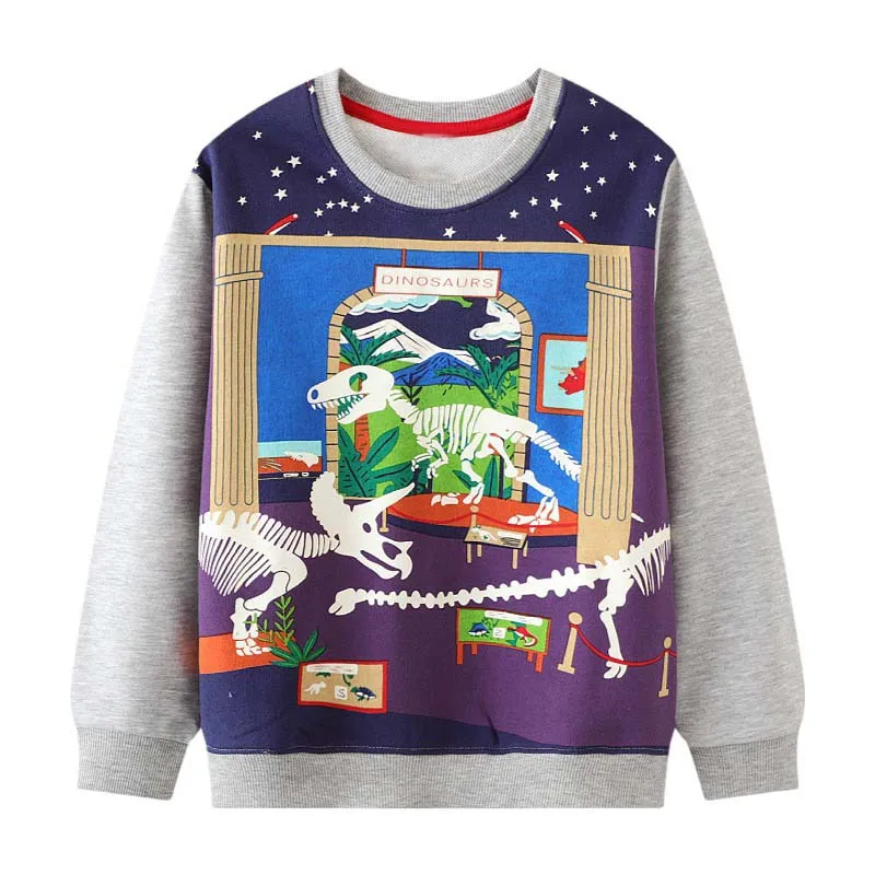 Little maven 2024 felpa luminosa cotone autunno dinosauro New Fashion Baby Boys top per bambini 2-7 anni