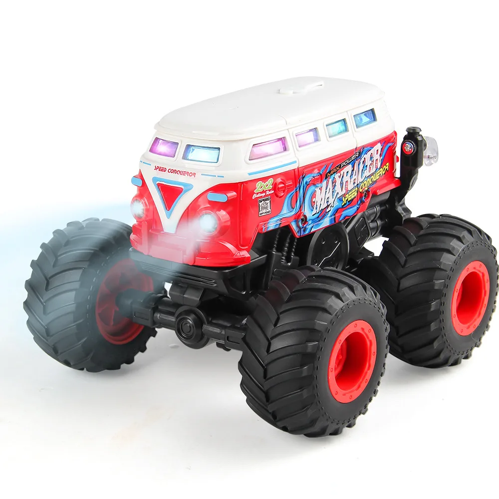 RC Off-Road Vehicle Remote Control Bus Toy 2.4G Cool Lights USB Rechargeable Music Sprayer Impact-Resistant  All-Terrain Toy Car view 6