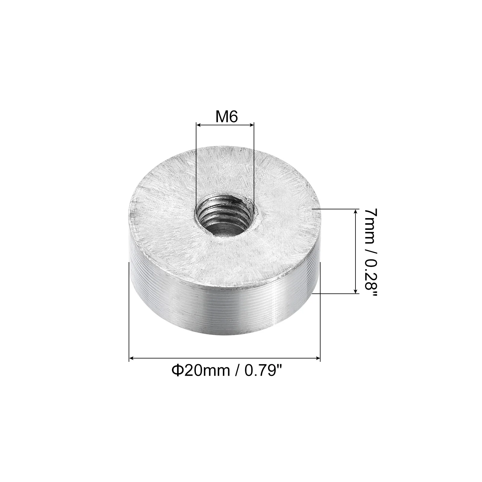 4/6/8pcs 20mm Diameter Aluminum Disc Hardware M6 M8 Thread Round Glass Table Circle Disc Top Adapter