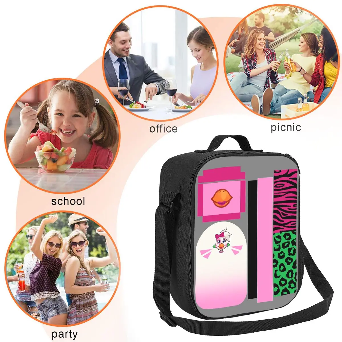 Glamrock Chica Fazbear أكياس الغداء الترفيه معزول بينتو صندوق مقاوم للماء حقيبة الغداء مانعة للتسرب نزهة أكياس حقيبة للحفاظ على البرودة #4