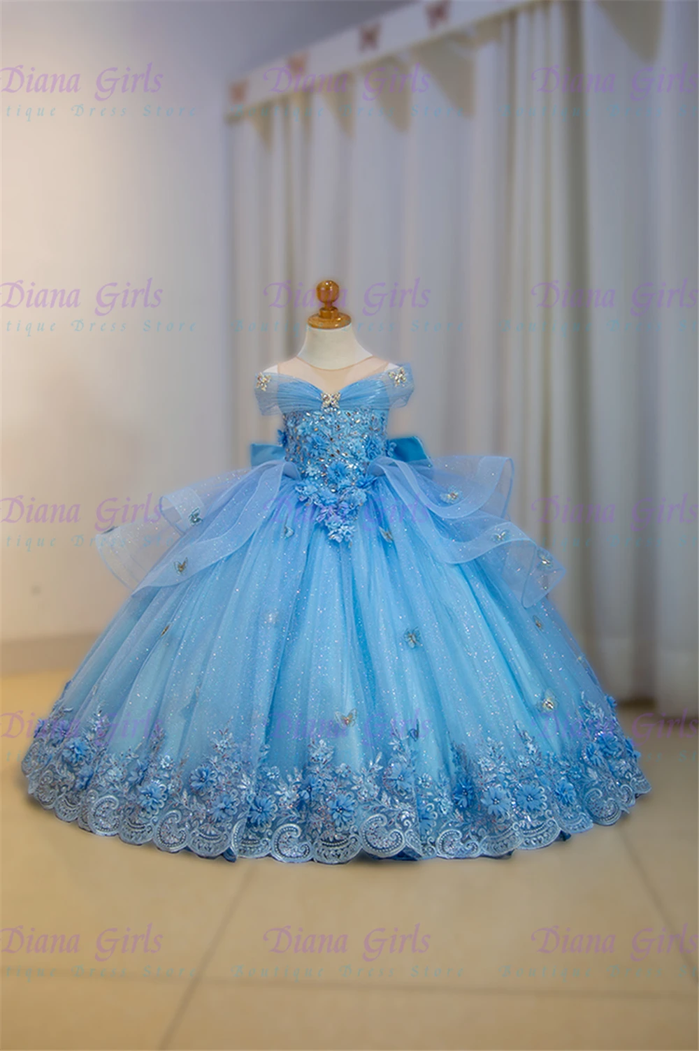 Gorgeous 3D Floral Beading Embroidery Little Princess Quality Flower Girl Dress for Wedding Receptions Holiday Celebrations