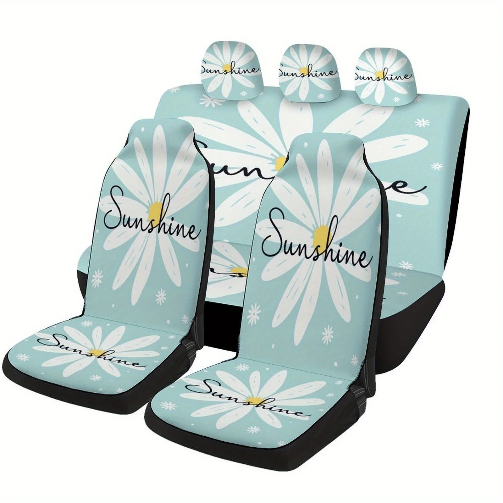 

Sunshine Daisy Designed Car Seat Cover Set For Most Cars, Trendy Novelty High-quality Car Seat Protector Covers Full Set, Univer