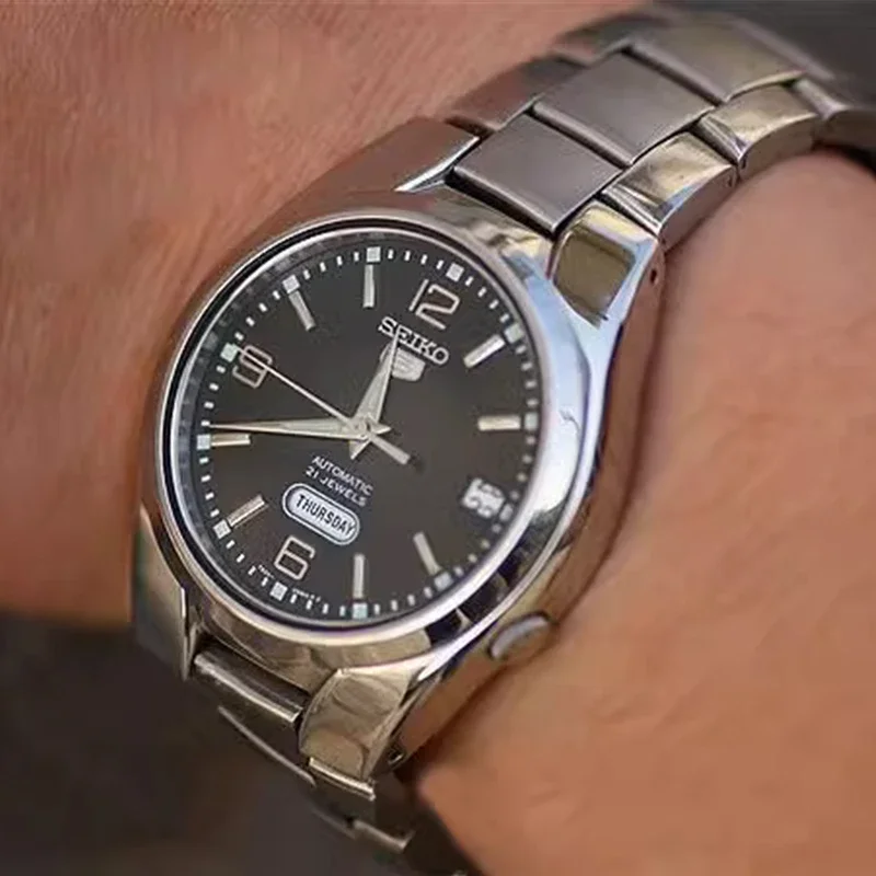 SEIKO 5, оригинальные мужские часы, простые модные светящиеся еженедельные календари, водонепроницаемые, деловые, автоматические, механические,