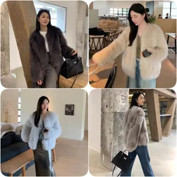 2024 imported Finnish fox belly kan fur fur coat women's mid length fashionable high-end winter warm coat