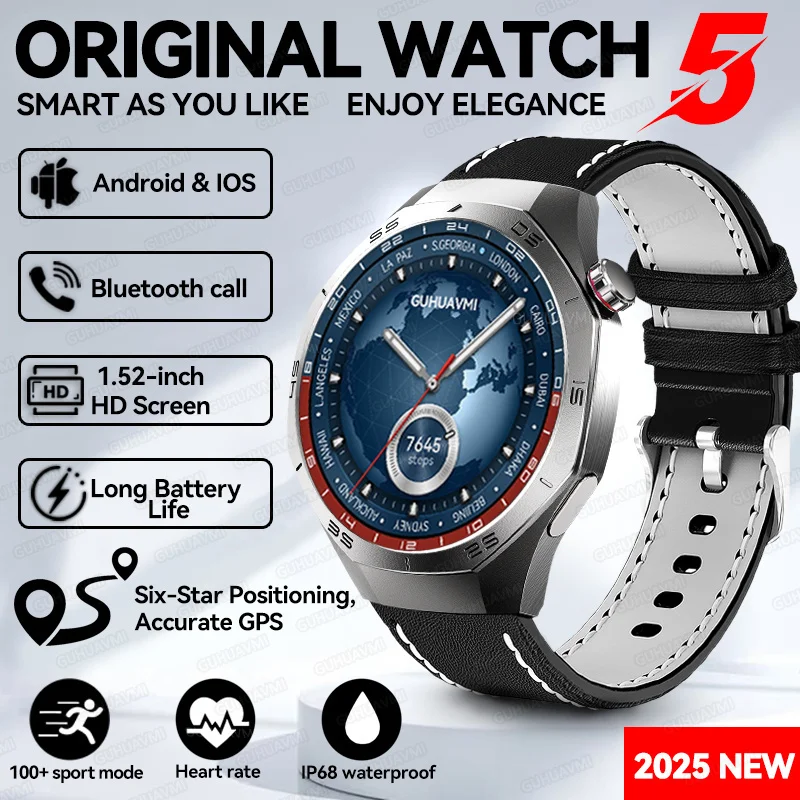 Neue Ultra GT5 Pro Sport Smart Watch Männer 1,52 "HD AMOLED Bildschirm GPS tracker Herzfrequenz Bluetooth Anruf IP68 Smartwatch