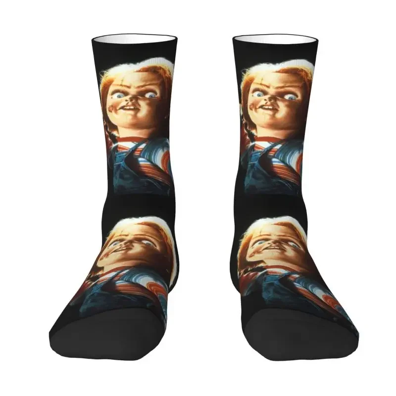 Novelty Men's Horror Devil Doll Chucky Dress Socks Unisex Warm Breathbale 3D Printed Child's Play Movie Crew Socks