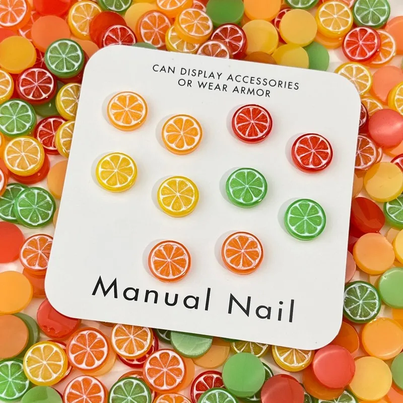 20pcs 3D Mini Simulated Food Lemon Orange Slices Nail Charms Resin Ddecoration Press On Nail Art Accessories Wholesale