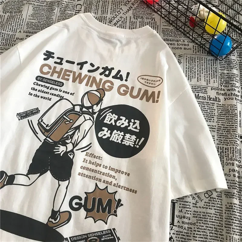 

Men and Women Japanese Vintage Creative Cartoon Printed Casual T-shirt Oversized Loose Top for Lovers Short Sleeves Top clothing