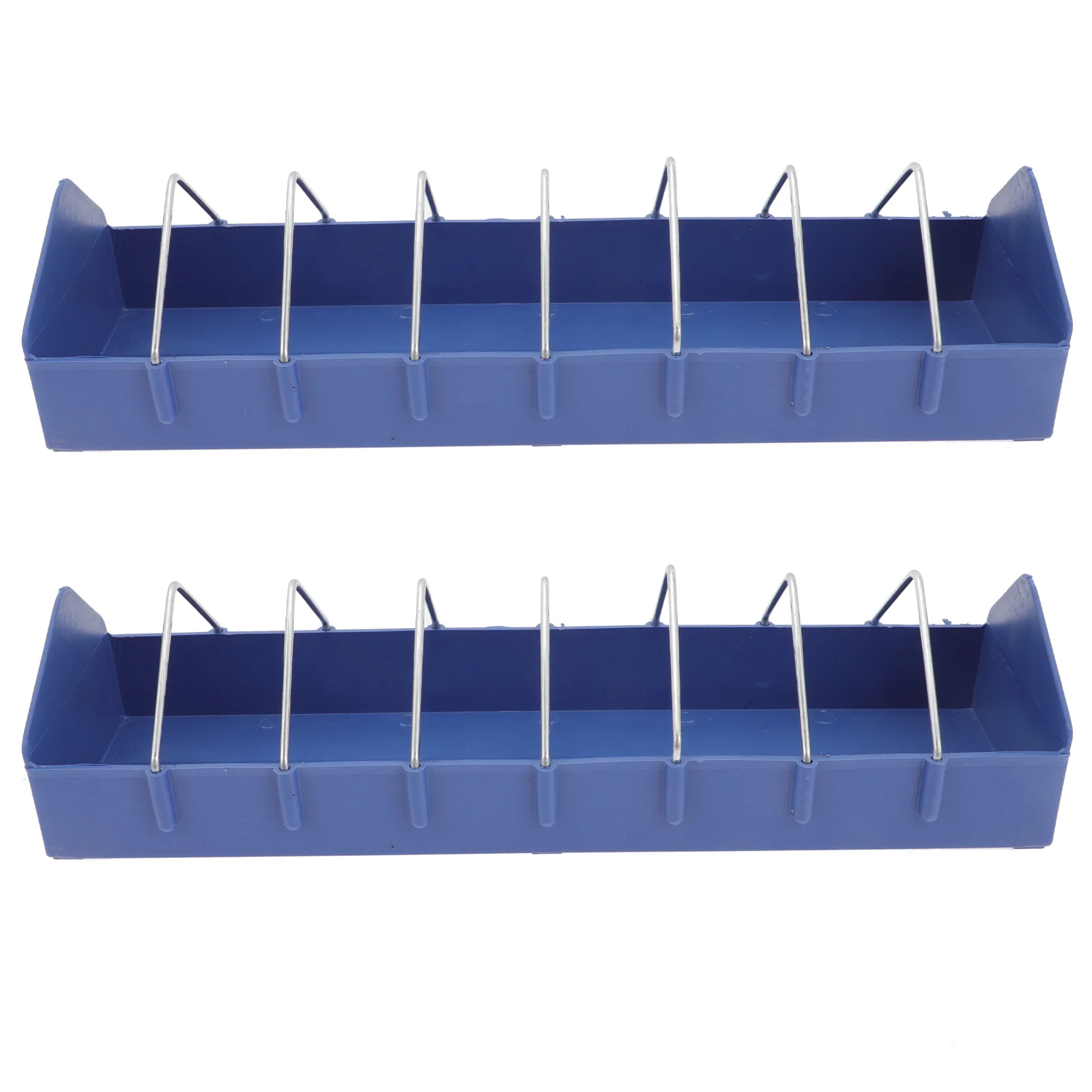 2 Pcs Large Container Pigeon Trough Cage Bird Feeder Anti-drop Food Feeding Boxes Blue Plastic