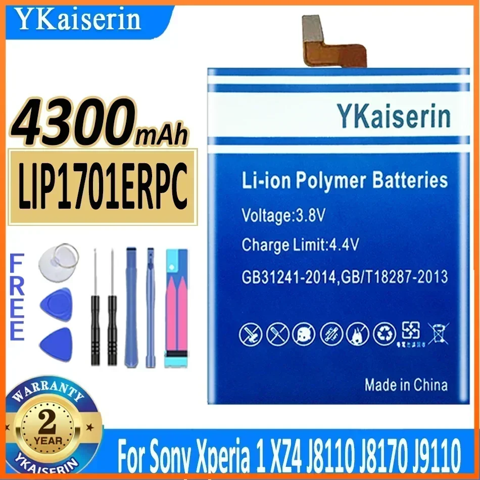 

YKaiserin LIP1701ERPC Battery for Sony Xperia 1 XZ4 J8110 J8170 J9110 J9150 SOV40 4300mAh Mobile Phone Batteries + Free Tools