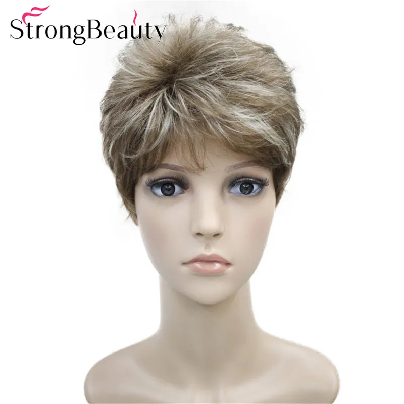 StrongBeauty Short Straight Wigs Synthetic Women/Men Wig Heat Resistant Hair
