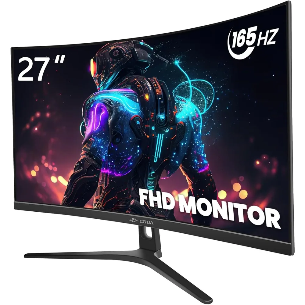 커브드 게임용 모니터, FHD 1080P VA 화면, 1800R 커브 컴퓨터 모니터, 27 인치, 144Hz, 165Hz