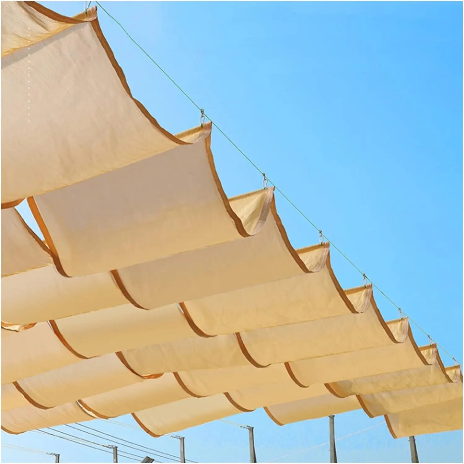 Wave Woven Telescopic Sunshade Net Outdoor Sun Shading Netting Home Awning HDPE Sunscreen Fabric Shade Mesh