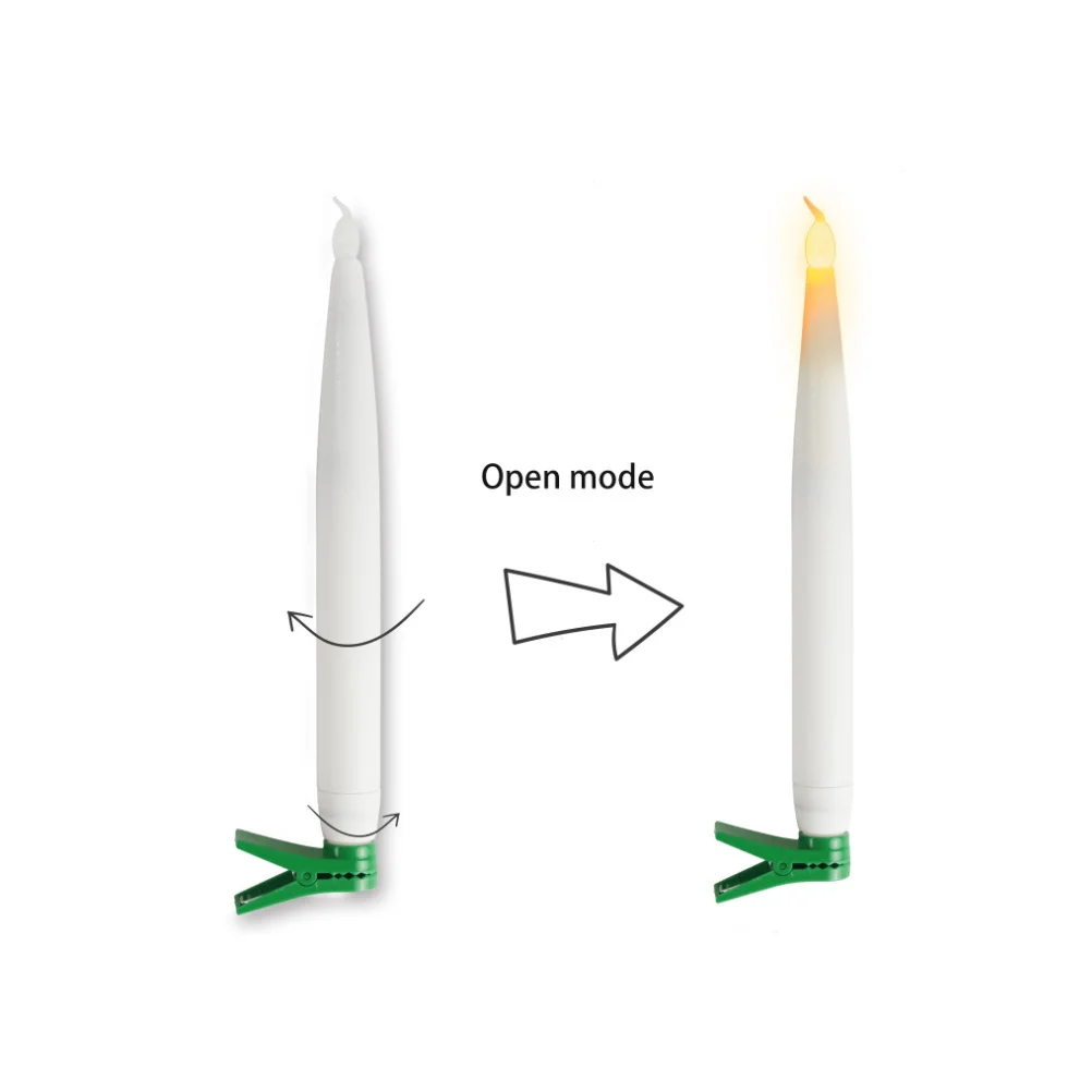 6 مجموعات من شموع الضوء المحاكاة الخضراء LED عديمة اللهب لتزيين عيد الحب بدون دخاني بدون قطرات لون عاجي ليلاً #5
