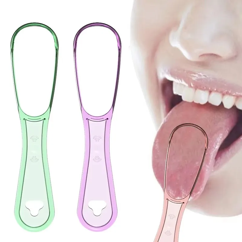1-2pcs Tongue Scraper For Adult Reusable Tongue Cleaning Tool Food Grade Plastic Mouth Scraper Washable Oral Hygiene Care