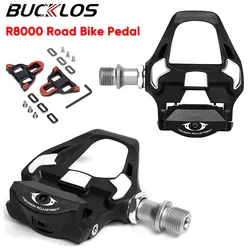 BUCKLOS R8000 Road Bike Pedals Clipless Bicycle Platform Pedals for SPD Cleat Self-locking Cycling Pedals Gravel Road Bike Part