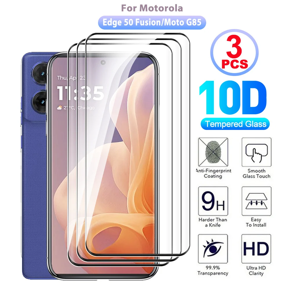 3pcs For Motorola Edge 50 Fusion 5G tempered film For Motorola Moto G85 protectve glass Full Cover curved screen protector 6.67\