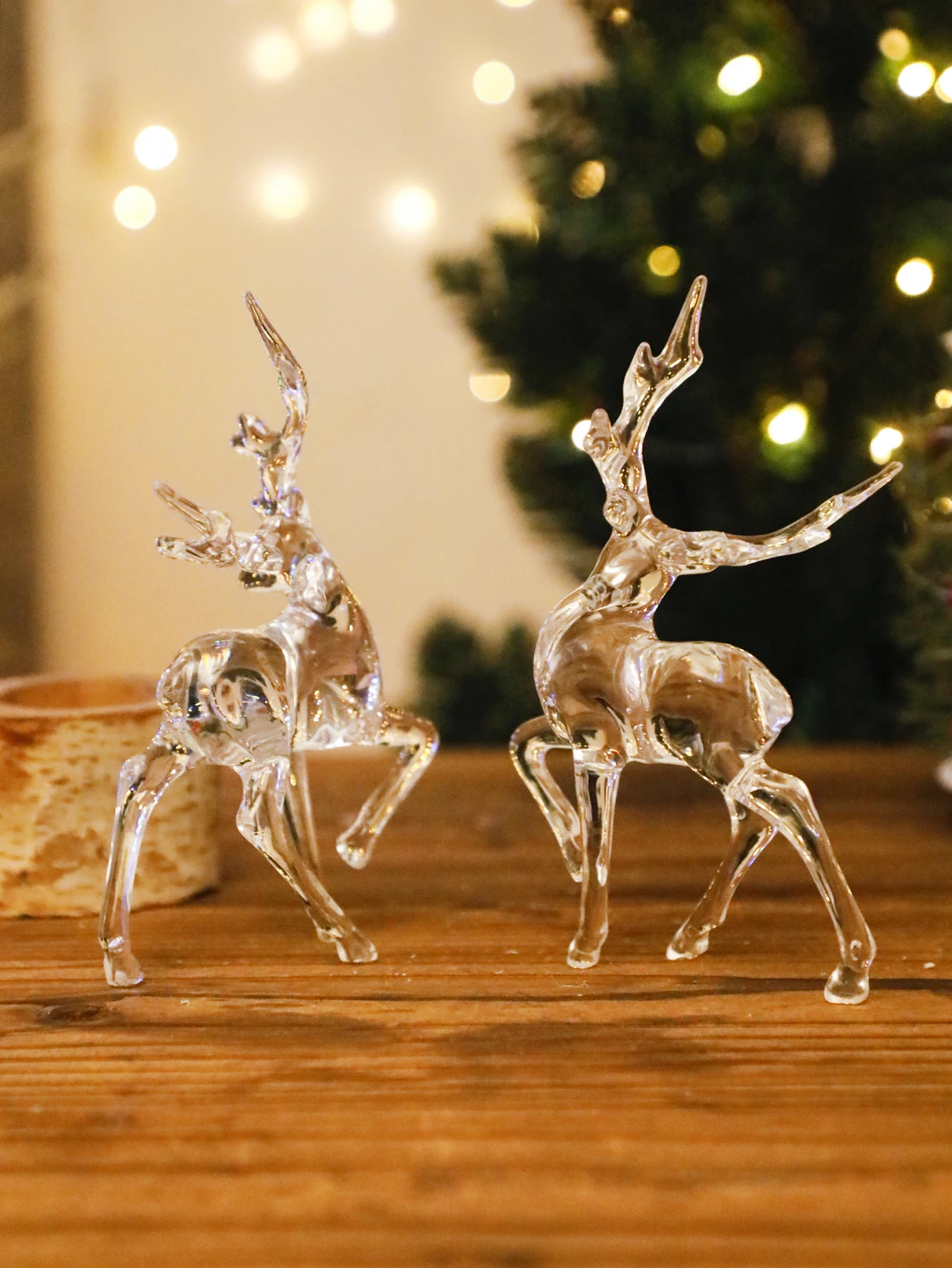 Christmas Crystal Reindeer Ornaments, Transparent Acrylic Deer Figurines, Festive Table Decor for Xmas Tree, Home & Party Gifts