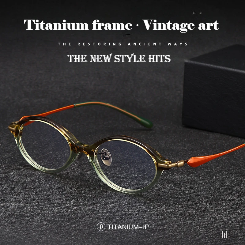 Sheet New High Quality Pure Titanium Oval Frame Small Fresh Style Women's Glasses Frame Designer Men Temperament Optical Glasses