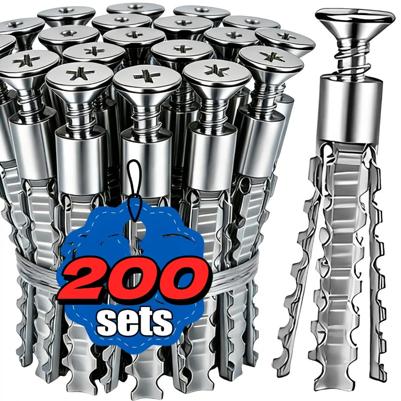 Kit de vis d'expansion métalliques 6/8 mm pour murs creux, vis autotaraudeuses, chevilles de perçage pour tuyaux, fixations, chevilles d'ancrage