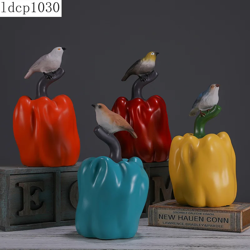 

Creative Resin Chili Bird Sculpture Abstract Animal Crafts Living Room Countertops Chili Bird Art Figurines Home Ornaments Gifts