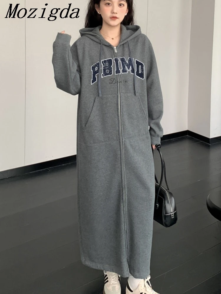

Autumn Winter Oversize Hooded Jumper Dress Women Korean Loose Letter Print Long Ladies Dresses Vestidos