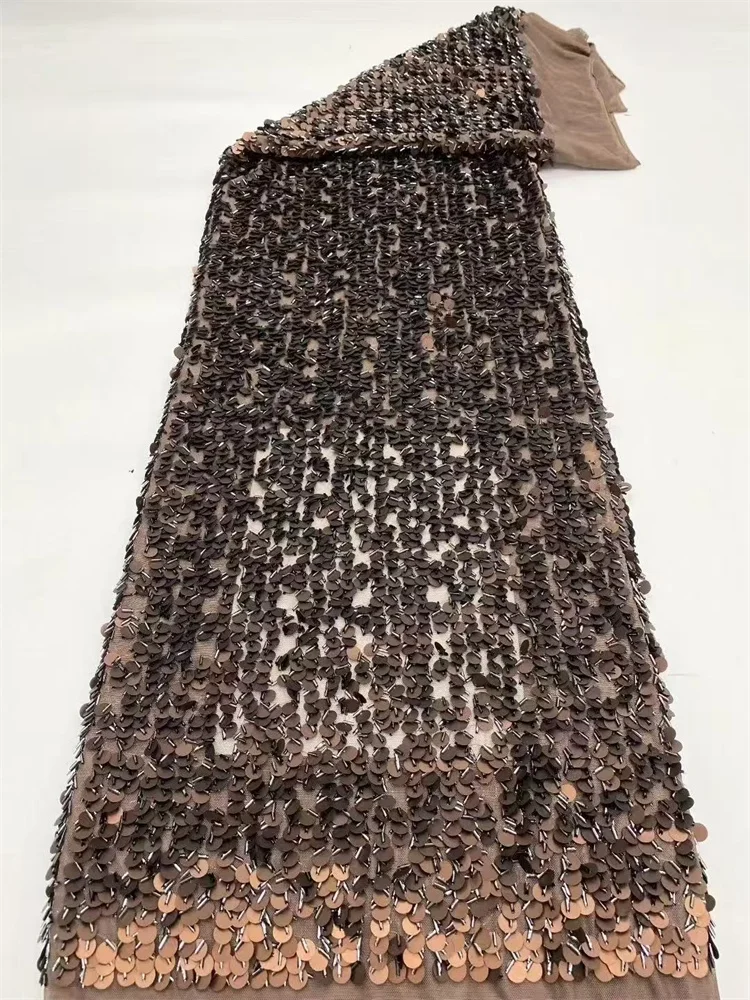 Latest Africa Black Lace Fabric Exquisite Sequins Tulle French Elegant Lace Fabric 5 Yards Important Occasions 2025