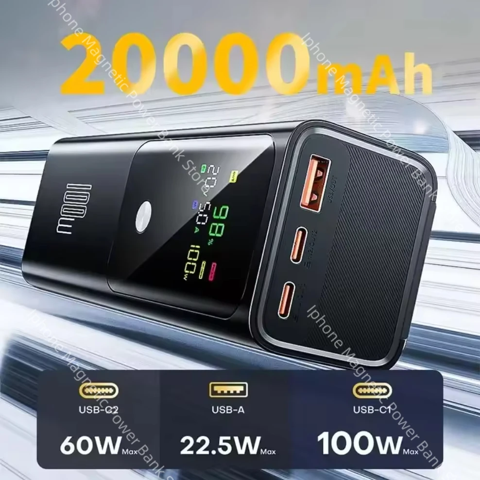 Portable Fly Super Fast Charge 100W 20000mah Powerbank External Battery Laptop Travel Multifunctional Auxiliary Backup Battery