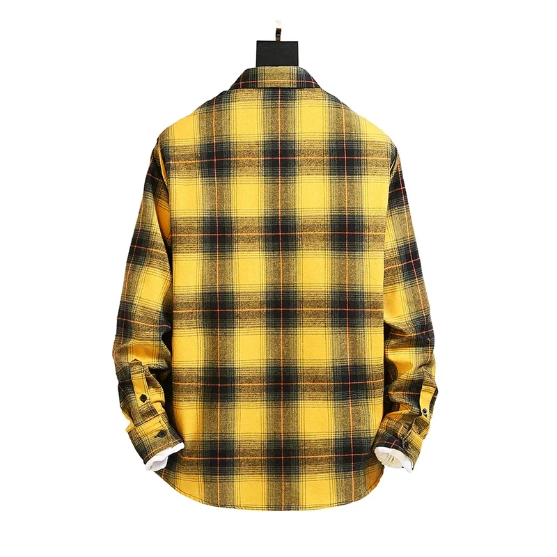 Vintage koszula w kratkę mężczyźni Casual Camisas Hombre kieszonkowy projektant Plaid luźny Hop Streetwear Harajuku męskie koszule robocze 6XL