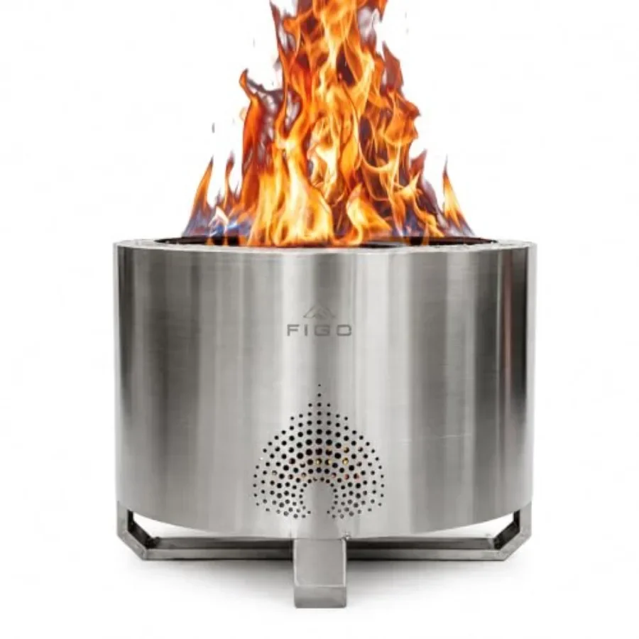 Portable Smokeless Fire Pit Bundle for Outdoor Gatherings Stainless Steel Black Adjustable Cooking Grate, Removable Ash Tray, I