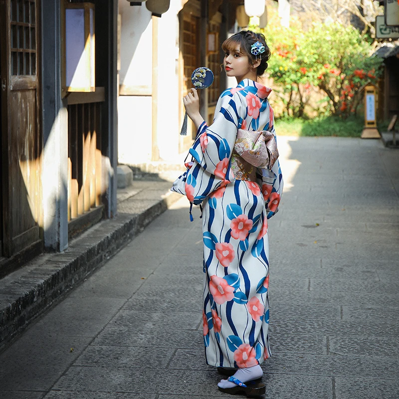 Women Japanese Traditional Floral Print Long Kimono Stage Costume Cosplay Cotume Asian Clothings Sexy Geisha Yukata Women