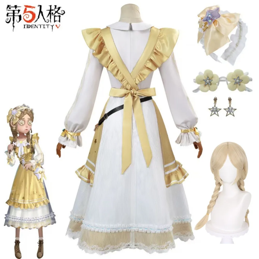 

Identity V Toy Merchant Whispered Light Cosplay Costume Cute Pale Yellow Dress Anime Game Women Role Play Outfit Full Set